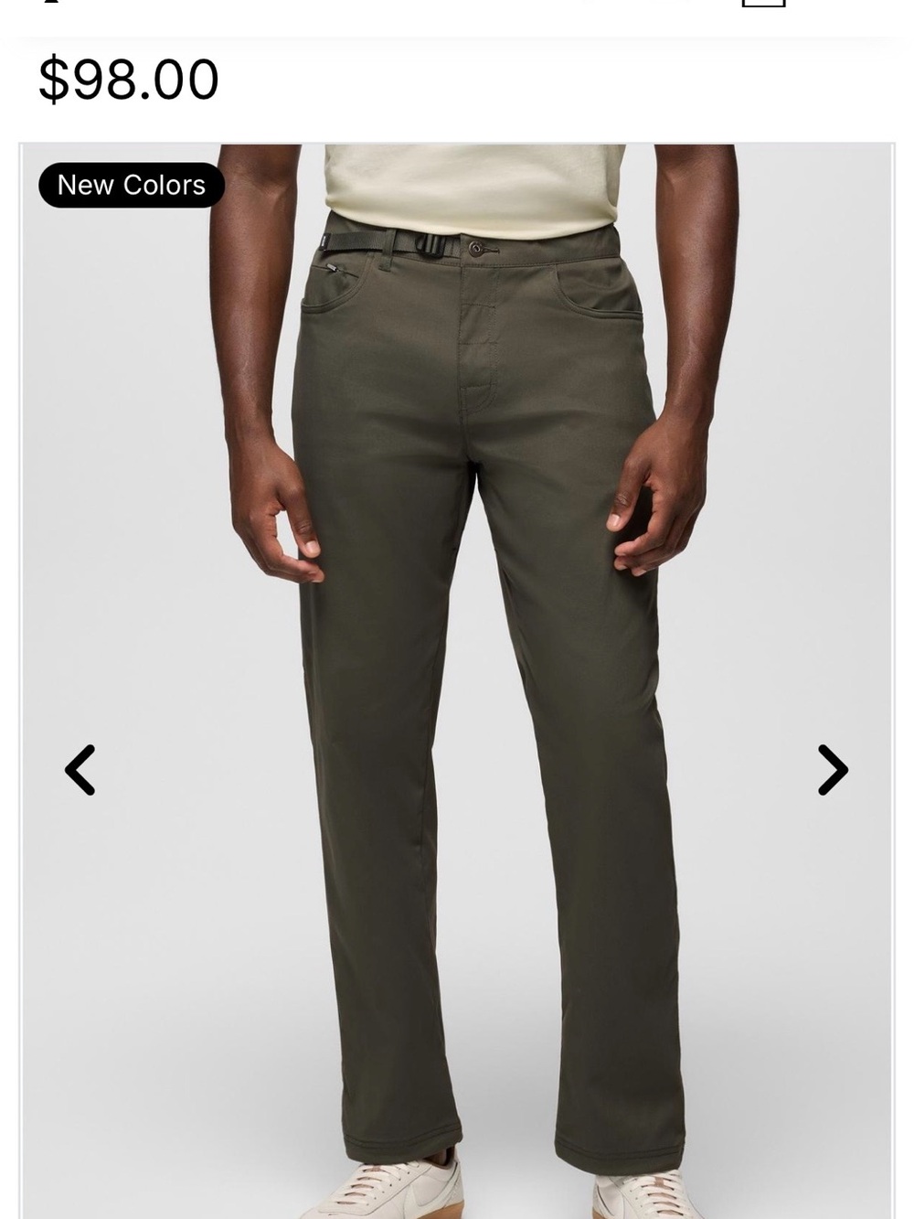 PrAna Stretch Zion Top Out Pant Men’s Small 30” length Olive green